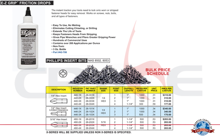 Pan American/^/screw driver bits